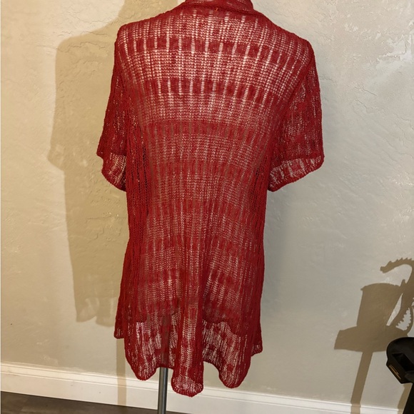 Lightweight Open Knit Rust Cardigan Sz L - Picture 6 of 8